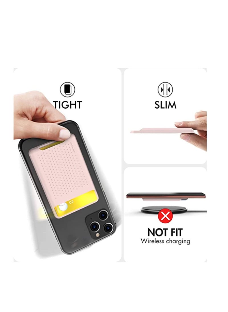 Captaintech Phone Credit Card Holder Stick On, for Back of Phone Slim Phone Wallet Strong Adhesive Silicone Card Pouch Sleeve with 3M Rear Sticker for iPhone or Android orSamsung Galaxy Pink - Image 4