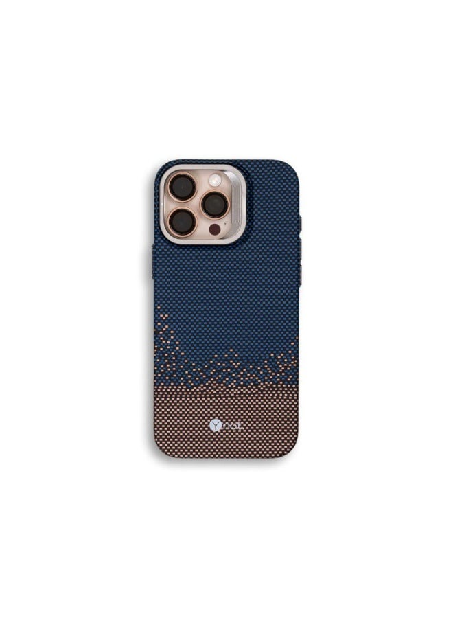 YNOT MagSafe carbon fiber protection case with camera stand for iPhone 13 Pro  - Blue speckled brown - Image 1