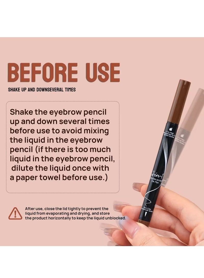 HelloKiss Liquid Eyebrow Pen 2 in 1 Double Ended Ink Pen with Brush Tip for Hairlike Strokes and 4 Fork Tip to Fill Eyebrow Waterproof Smooth Strokes Liquid Eyebrow Pencil Black 04 - Image 4