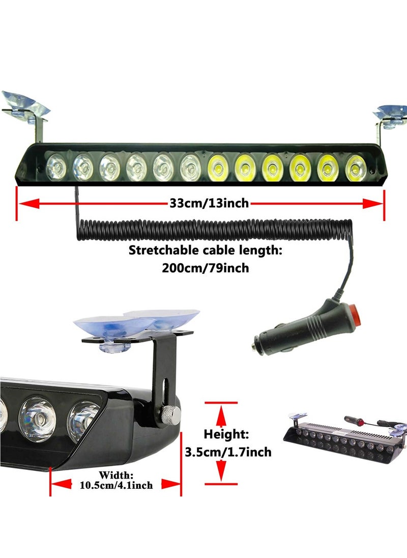 Red and Blue LED Strobe Emergency Warning Light with Suction Cup for Car, SUV, Boat, and Firefighter Use - Dashboard Safety Hazard Light, DC 12V, Ideal for Windshield and Interior Roof Installation.
