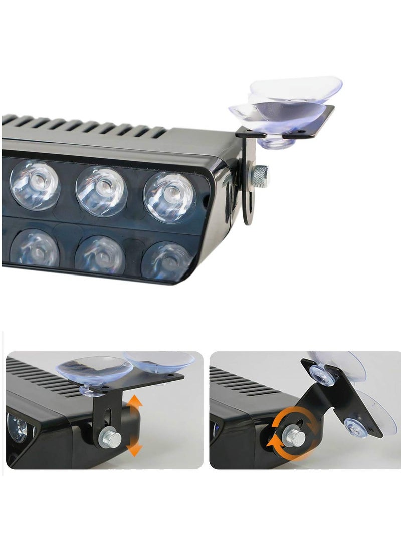 Red and Blue LED Strobe Emergency Warning Light with Suction Cup for Car, SUV, Boat, and Firefighter Use - Dashboard Safety Hazard Light, DC 12V, Ideal for Windshield and Interior Roof Installation.