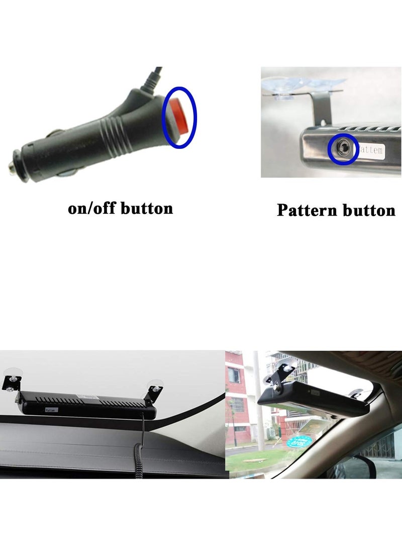 Red and Blue LED Strobe Emergency Warning Light with Suction Cup for Car, SUV, Boat, and Firefighter Use - Dashboard Safety Hazard Light, DC 12V, Ideal for Windshield and Interior Roof Installation.