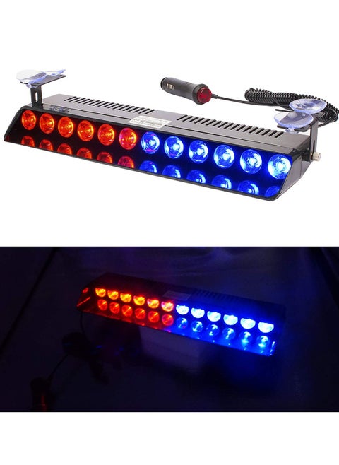Red and Blue LED Strobe Emergency Warning Light with Suction Cup for Car, SUV, Boat, and Firefighter Use - Dashboard Safety Hazard Light, DC 12V, Ideal for Windshield and Interior Roof Installation.