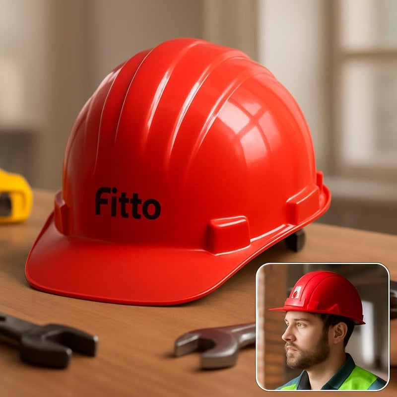FITTO خوذة فيتو الحمراء للسلامة في البناء، حماية رأس متينة - Image 3