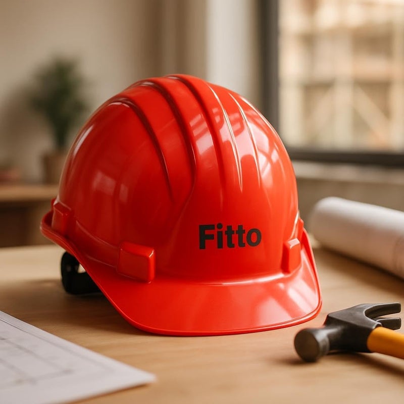 FITTO خوذة فيتو الحمراء للسلامة في البناء، حماية رأس متينة - Image 2