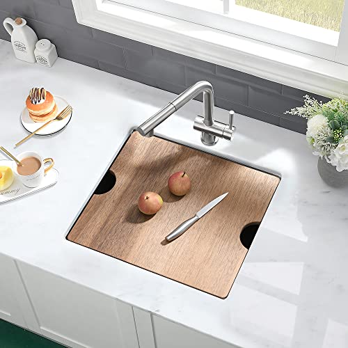 VASOYO 21 Inch Bar Sink Undermount-VASOYO 21x17 Inch Undermount Kitchen Sink Workstation Wet Bar Prep 16 Gauge Stainless Steel Single Bowl Under Mount Rv Sinks with Cutting Board - Image 2
