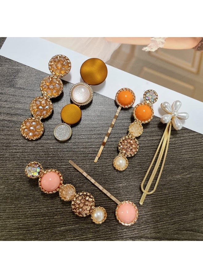 Soofam 20 PCS Macaron Pearls and Acrylic Resin Hair Clips, Handmade Cute Hair Barrettes Bobby Pins, Glitter Crystal Geometric Hairpin, Elegant Gold Hair Accessories, Gifts for Women Girls…Hair Accessories for Decorative Party Wedding - Image 5
