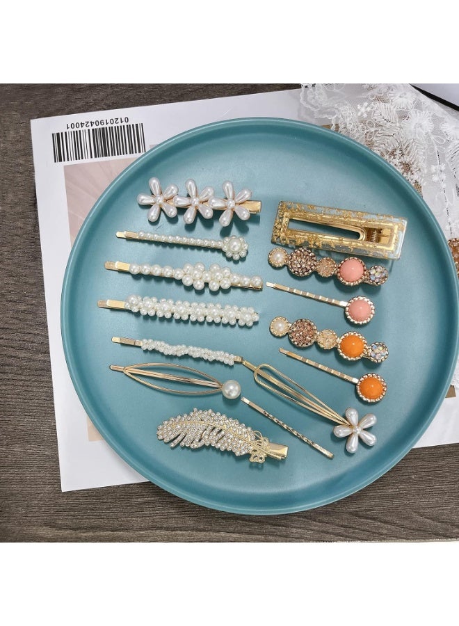 Soofam 20 PCS Macaron Pearls and Acrylic Resin Hair Clips, Handmade Cute Hair Barrettes Bobby Pins, Glitter Crystal Geometric Hairpin, Elegant Gold Hair Accessories, Gifts for Women Girls…Hair Accessories for Decorative Party Wedding - Image 4