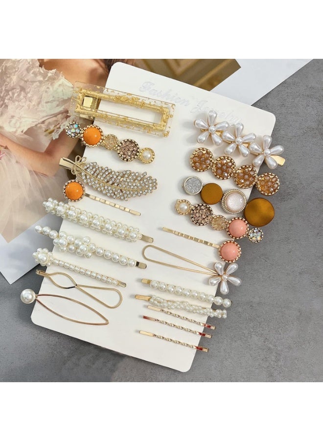 Soofam 20 PCS Macaron Pearls and Acrylic Resin Hair Clips, Handmade Cute Hair Barrettes Bobby Pins, Glitter Crystal Geometric Hairpin, Elegant Gold Hair Accessories, Gifts for Women Girls…Hair Accessories for Decorative Party Wedding - Image 3