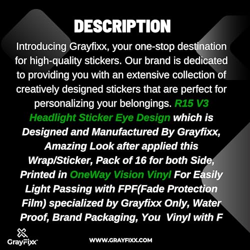 Grayfixx Eye Design Headlight Sticker for R15 V3 | Made in Premium Oneway Vision Vinyl with FPF (Fade Protection Film), Waterproof, Precut Sticker, Pack of 1-Self-Adhesive - Image 5