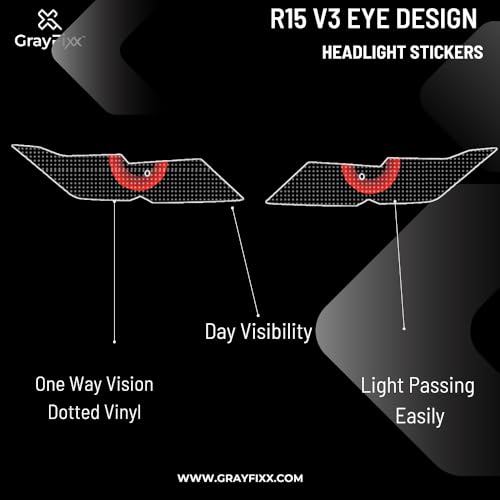 Grayfixx Eye Design Headlight Sticker for R15 V3 | Made in Premium Oneway Vision Vinyl with FPF (Fade Protection Film), Waterproof, Precut Sticker, Pack of 1-Self-Adhesive - Image 3