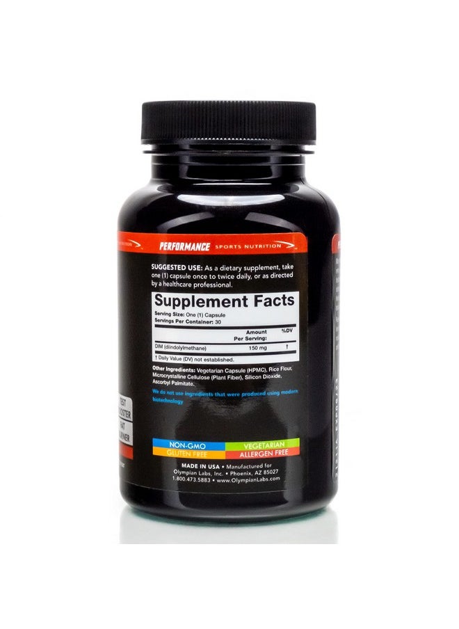 Olympian Labs Olympian Labs DIM 150mg - DIM Diindolylmethane Supplement Capsules Supporting Hormone Balance, Clear Skin, PCOS, & Aid in Fitness Regimes - 30 Capsules (30 Day Supply)  - Image 2