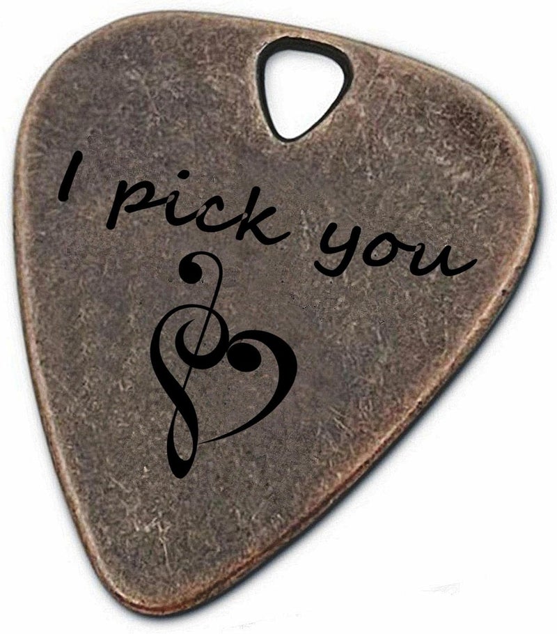 JUPPE Birthday Gifts For Husband or Wife, Bronze Metal Guitar Picks & Bass Picks, I Pick You Guitar Pick Music Gifts For Him Her Boyfriend Girlfriend (I Pick You) - Image 1