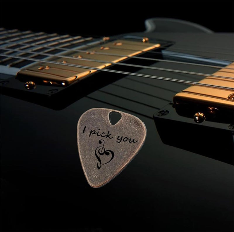 JUPPE Birthday Gifts For Husband or Wife, Bronze Metal Guitar Picks & Bass Picks, I Pick You Guitar Pick Music Gifts For Him Her Boyfriend Girlfriend (I Pick You) - Image 3