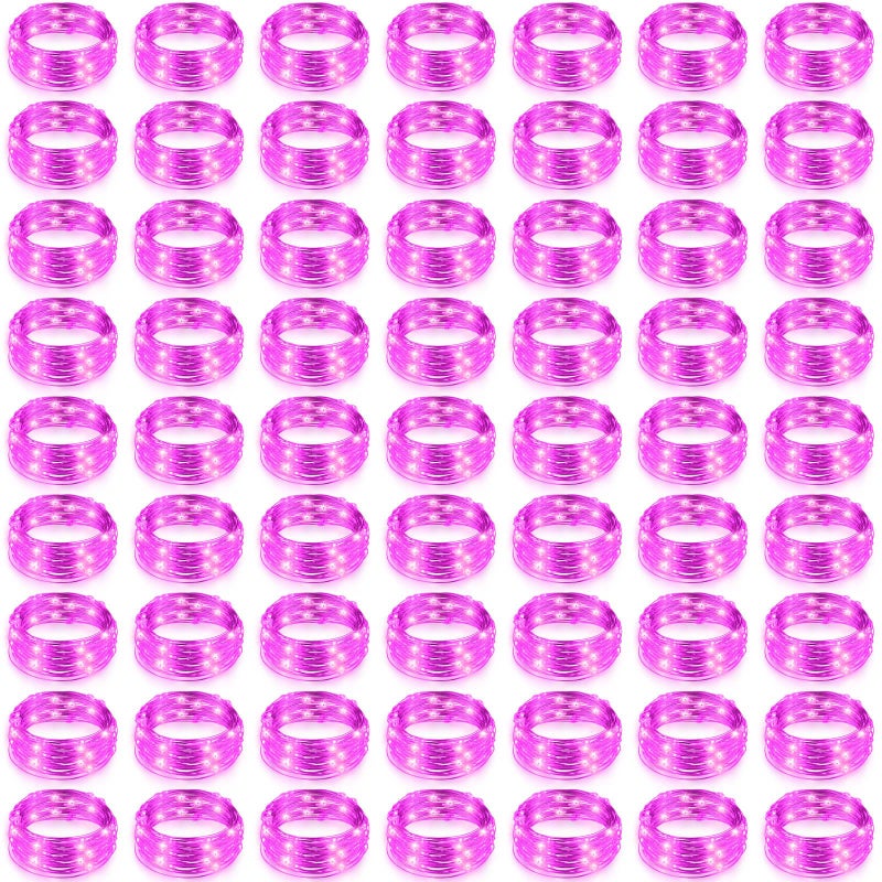 Hortsun 100 Pack Fairy Lights Battery Operated 3 Speed Modes 7 Ft 2 M 20 LED Battery String Mini Waterproof Wire Twinkle Lights Party Favors for Wedding Birthday Vases Flower DecorPink Light