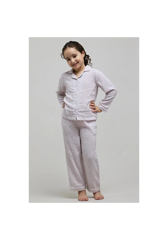 أر أند بي Printed Lapel Collar Pyjama Set
