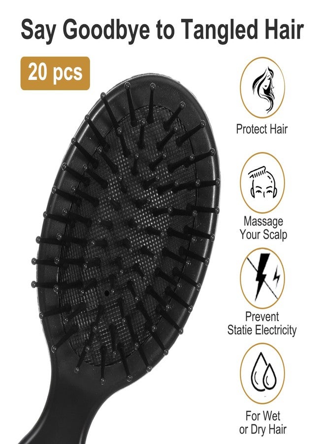 PercyEffie 20 Pcs Mini Hair Brushes Bulk,Small Wet Bristle Hair Brush Portable Travel Detangling Air Cushion Brush Pocket Mini Scalp Massage Tortoise Brushes for Extensions Wigs Women Charity Gifts - Image 3