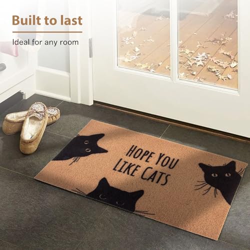Mahrokh Hope You Like Cats Doormat 29×17 Inch, Funny Black Cat Door Mat, Cute Cat Front Doormat, Funny Welcome Mat Outdoor Indoor, Coir Door Mat for Entryway Porch, Housewarming Gift - Image 5