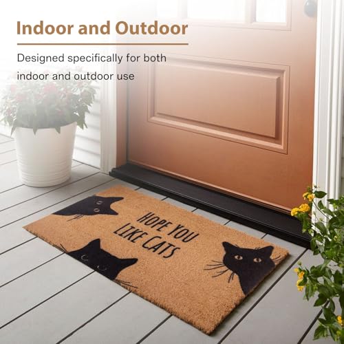 Mahrokh Hope You Like Cats Doormat 29×17 Inch, Funny Black Cat Door Mat, Cute Cat Front Doormat, Funny Welcome Mat Outdoor Indoor, Coir Door Mat for Entryway Porch, Housewarming Gift - Image 4