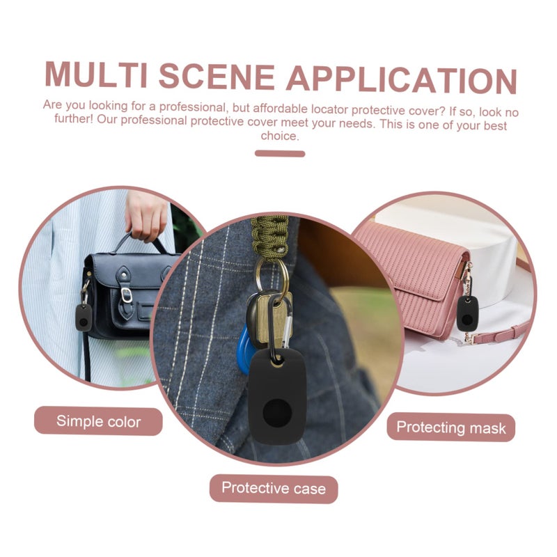 2 قطعة من غطاء حامل التتبع السيليكوني مع سلسلة المفاتيح وحامل الحماية المشبك - Image 3