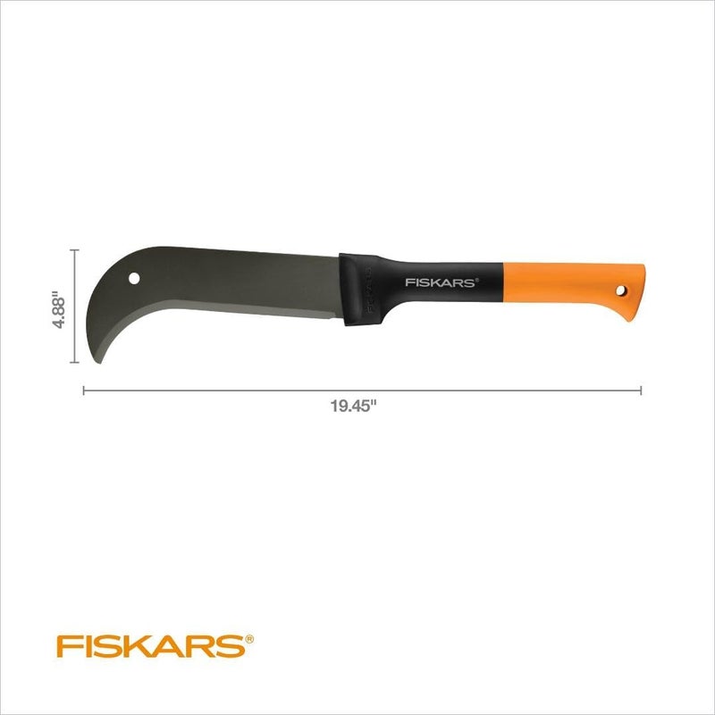 Fiskars 9" Brush Axe with Safety Sheath - Fixed Handle -Curved Blade Branch Chopping Axe - Yard and Garden Tools - Black/Orange - Image 2