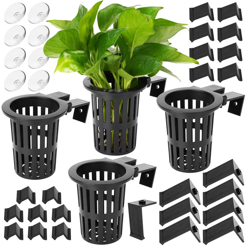 Borlech 2025 New Upgraded Aquarium Plant Holder with 1.57-inch Extension Hooks and Suction Cups for Fish Tank Aquaponic Plant Cultivation and Aquascape Accessories Decorations (4 PCS) - Image 1
