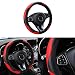Couslcd Car Steering Wheel Cover 15 inch Carbon Fiber Microfiber PU Leather Elastic Steering Wheel Protector for Men Women AntiSlip Breathable Car Interior Accessories for Most Cars Red - Image 2