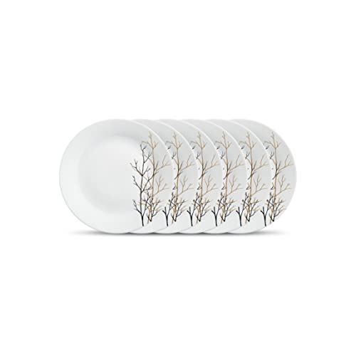 La Opala Diva, Ivory Collection, Opal Glass Quarter Plate Set 6 pcs, Golden Fall, White, Standard - Image 1