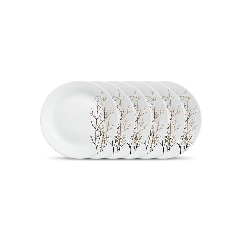 La Opala Diva, Ivory Collection, Opal Glass Quarter Plate Set 6 pcs, Golden Fall, White, Standard - Image 5