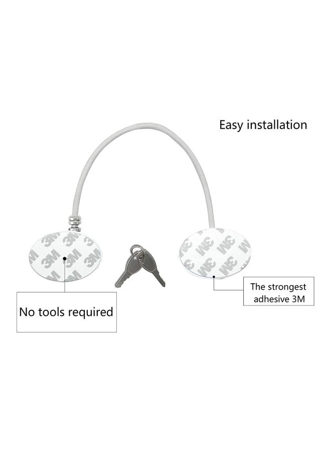 مجموعة أقفال لباب الثلاجة مزودة بعدد 4 مفاتيح من قطعتين أبيض - Image 3