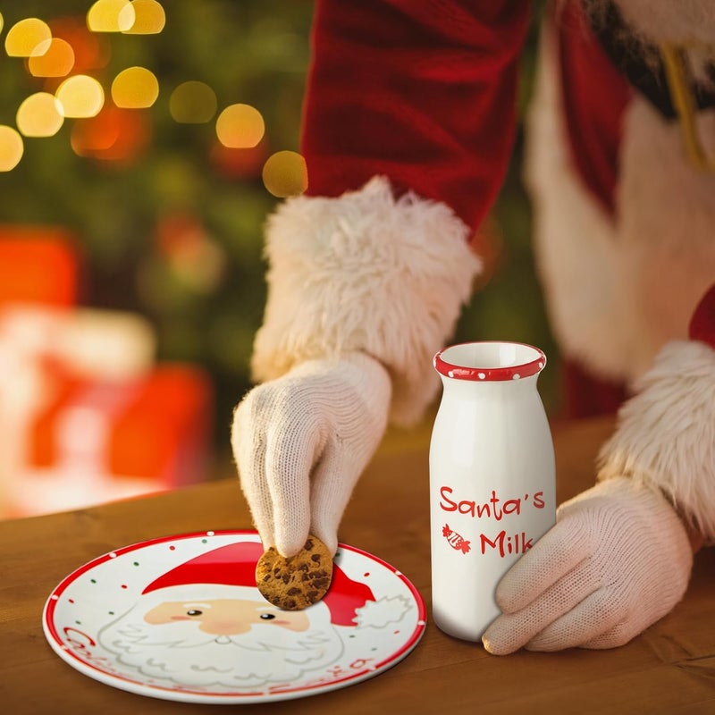 Nitial Christmas Cookies for Santa Plate Christmas Dinnerware Set Cookies for Santa Plate Set with Milk Jar, Reindeer Treat Bowl, and Dear Notepad Eve Gift for Kids(Santa) - Image 4