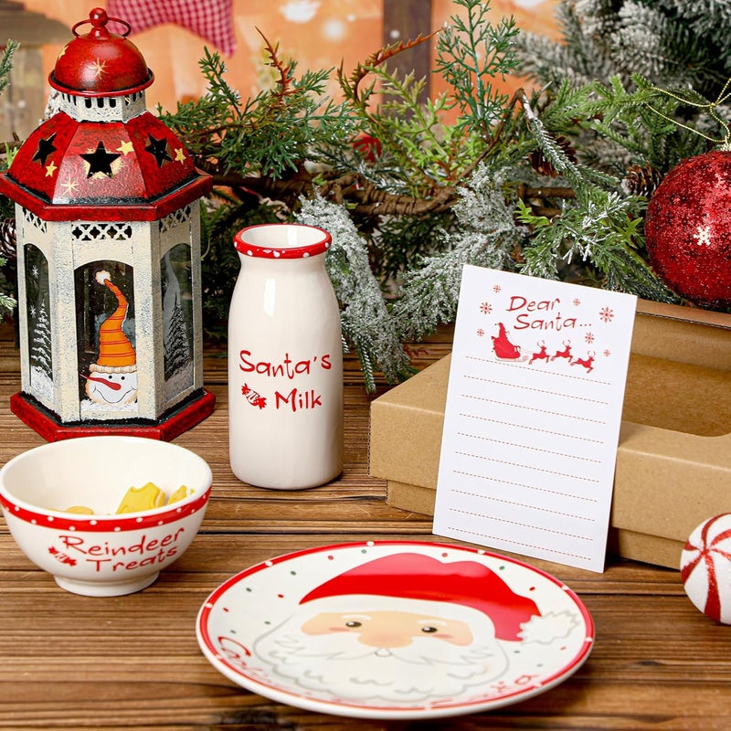 Nitial Christmas Cookies for Santa Plate Christmas Dinnerware Set Cookies for Santa Plate Set with Milk Jar, Reindeer Treat Bowl, and Dear Notepad Eve Gift for Kids(Santa) - Image 5