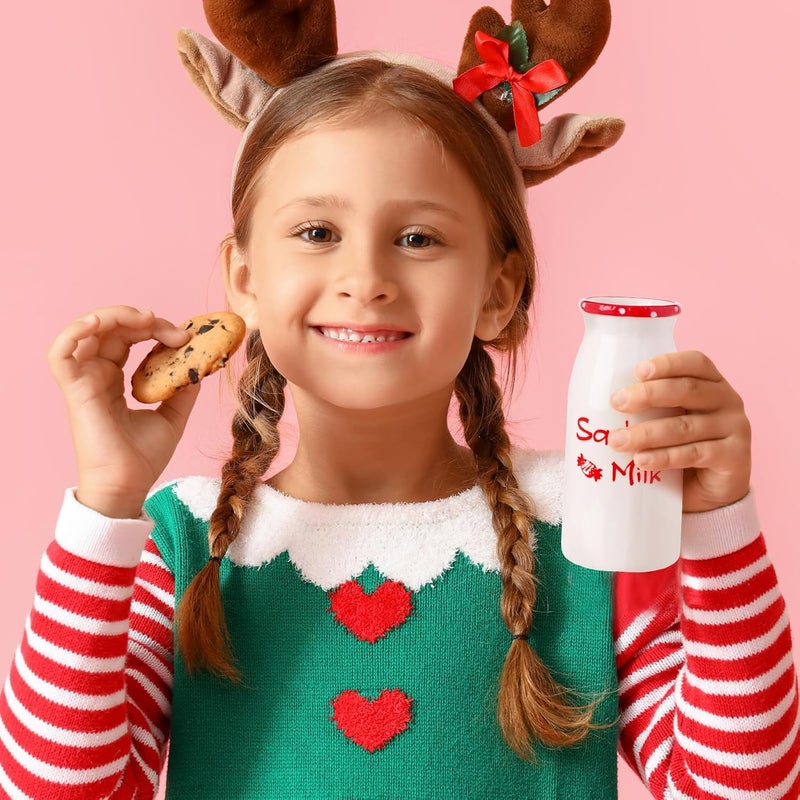 Nitial Christmas Cookies for Santa Plate Christmas Dinnerware Set Cookies for Santa Plate Set with Milk Jar, Reindeer Treat Bowl, and Dear Notepad Eve Gift for Kids(Santa) - Image 3