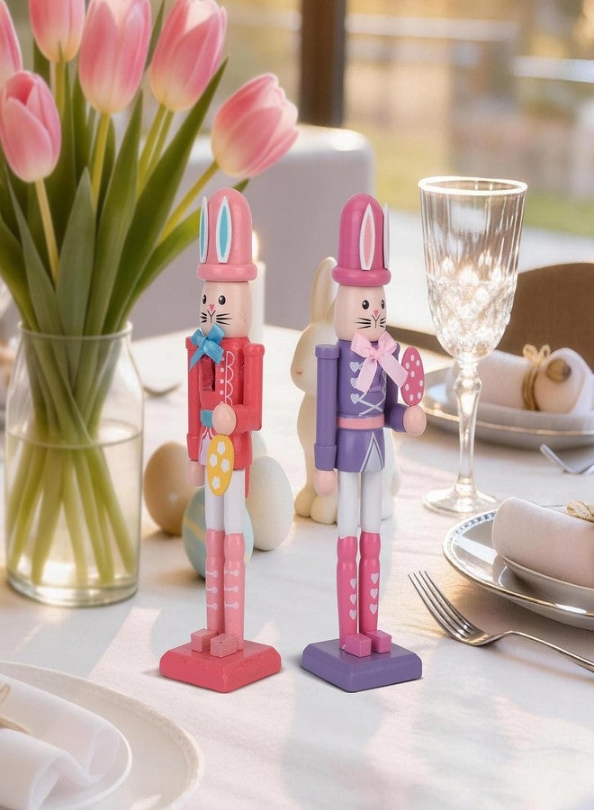 Codesteel 7 Inch Easter Bunny Nutcracker Decoration, Wooden Rabbit Soldier Figure for Spring Holiday Tabletop Display (Purple) - Image 5