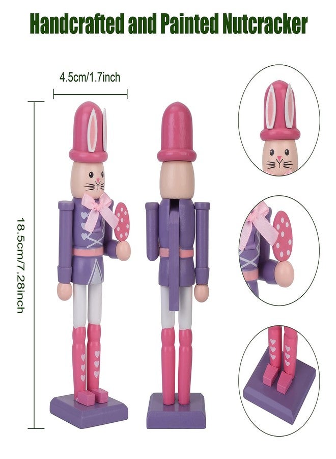 Codesteel 7 Inch Easter Bunny Nutcracker Decoration, Wooden Rabbit Soldier Figure for Spring Holiday Tabletop Display (Purple) - Image 2