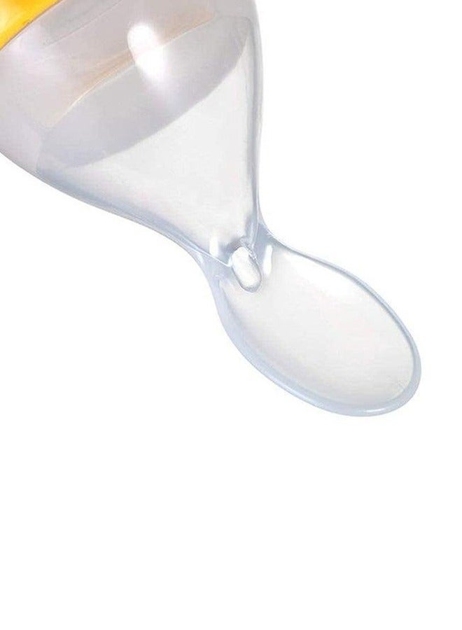 BLOOMING TIME Baby Food Supplement Spoon, Easy to Squeeze Design, Transparent Yellow Combination, Safe And Bisphenol A-free, Easy To Feed, Leak-Proof Baby Food Dispensing Spoon Bottle 90ml - Image 3