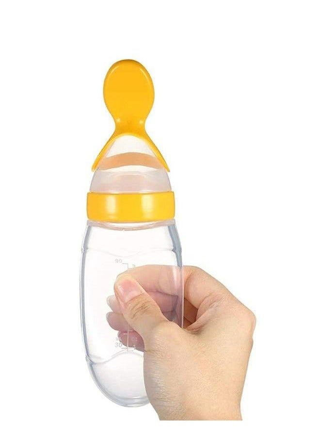 BLOOMING TIME Baby Food Supplement Spoon, Easy to Squeeze Design, Transparent Yellow Combination, Safe And Bisphenol A-free, Easy To Feed, Leak-Proof Baby Food Dispensing Spoon Bottle 90ml - Image 2