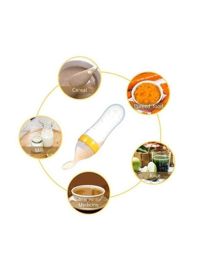 BLOOMING TIME Baby Food Supplement Spoon, Easy to Squeeze Design, Transparent Yellow Combination, Safe And Bisphenol A-free, Easy To Feed, Leak-Proof Baby Food Dispensing Spoon Bottle 90ml - Image 4