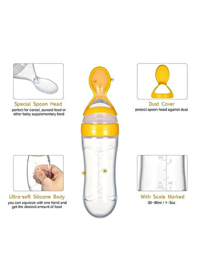 BLOOMING TIME Baby Food Supplement Spoon, Easy to Squeeze Design, Transparent Yellow Combination, Safe And Bisphenol A-free, Easy To Feed, Leak-Proof Baby Food Dispensing Spoon Bottle 90ml - Image 5
