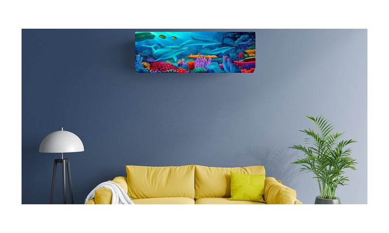 DARSHANAM WORLD Printed Air Conditioning Dust Cover Folding Designer Ac Cover for Indoor Split Ac 1.5 ton (97 x 31 x 21 .5 cm ) (SEA FISH), Polyester - Image 3