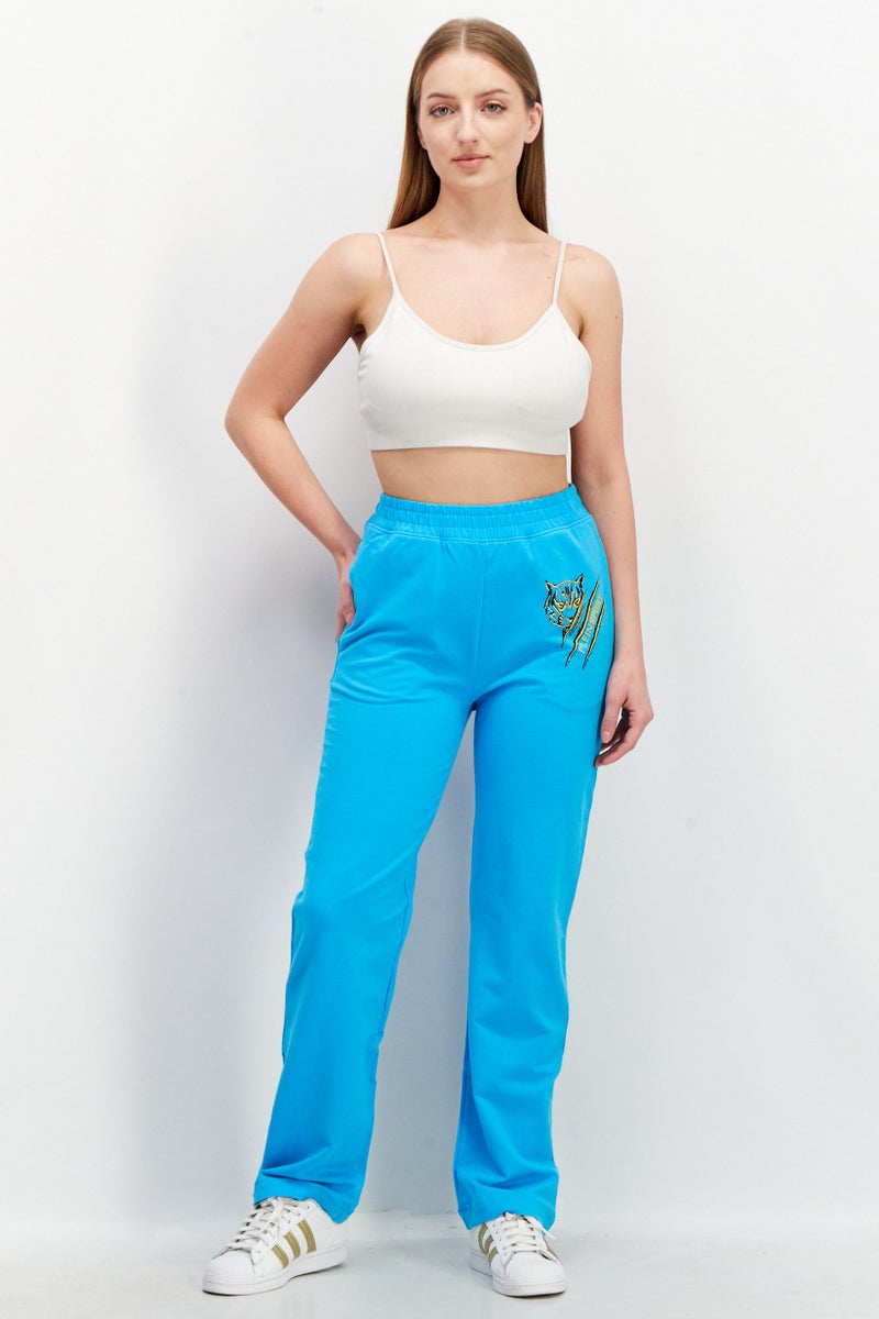 PHILIPP PLEIN Plein Sport Women Sportswear Fit Training Sweatpants, Light Blue - Image 4