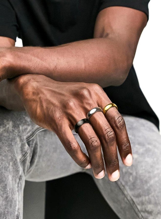 ORAZIO Mens Rings Stainless Steel Wedding Band for Men Women 6MM 8MM Silver Black Gold Simple Domed Wedding Bands Ring High Polish Comfort Fit Size 6-14, No Gemstone - Image 4