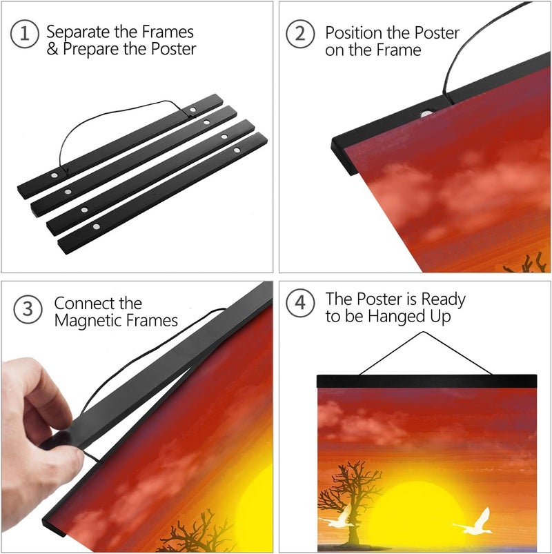 Radezon 2 Pack Black Magnetic Poster Hanger Frame, 18x24 18x12 18x28 Poster Frame for Posters, Prints, Photos, Pictures, Maps - Image 4