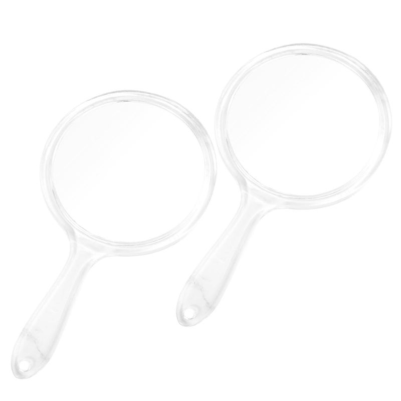 Double Sided Magnifying Handheld Travel Makeup Mirror 2 Pack White - Image 2