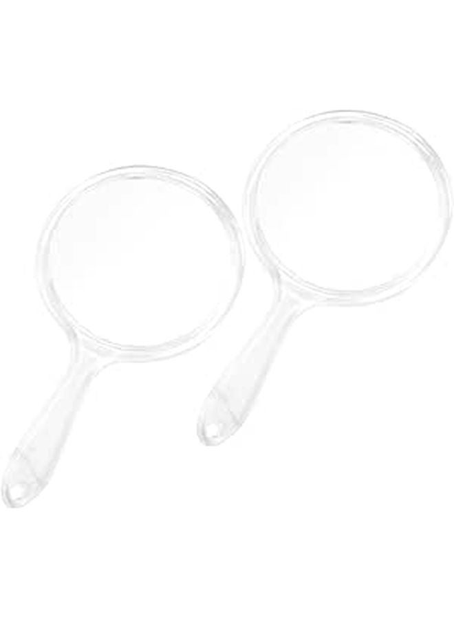 Double Sided Magnifying Handheld Travel Makeup Mirror 2 Pack White - Image 1
