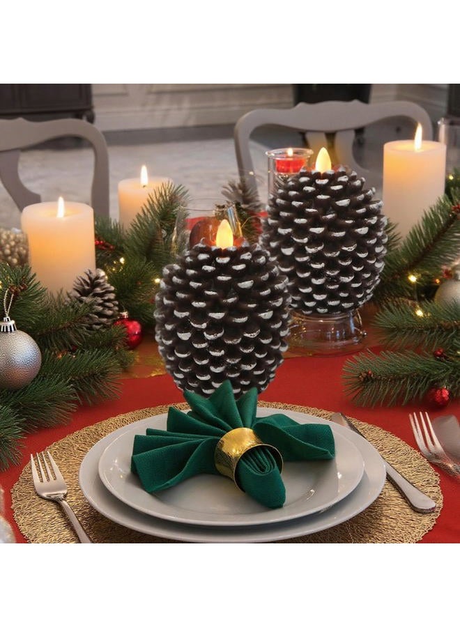 Wondise Flameless Candles with 6H Timer, Battery Operated Flickering Wick Real Wax Pine Cone Candles for Holiday Indoor Decoration, Set of 2, Brown(D3.5 x H4.7 Inch) - Image 5