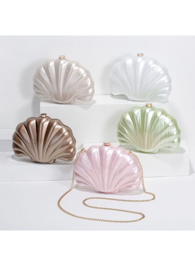 2024 Women's European And American Shoulder Crossbody Bag Shaped Shell Acrylic Bag Fashion Wedding Dinner Clutch Bag-Color:Shell Color - Image 2