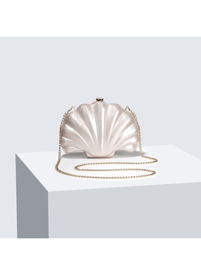 2024 Women's European And American Shoulder Crossbody Bag Shaped Shell Acrylic Bag Fashion Wedding Dinner Clutch Bag-Color:Shell Color - Image 5