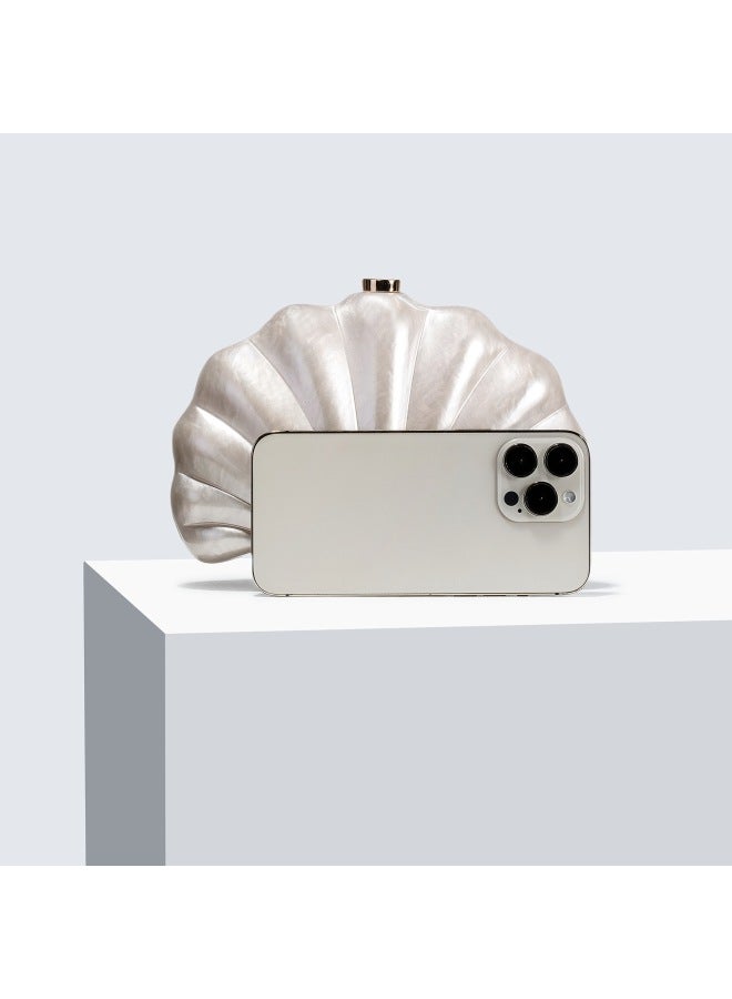 2024 Women's European And American Shoulder Crossbody Bag Shaped Shell Acrylic Bag Fashion Wedding Dinner Clutch Bag-Color:Shell Color - Image 3