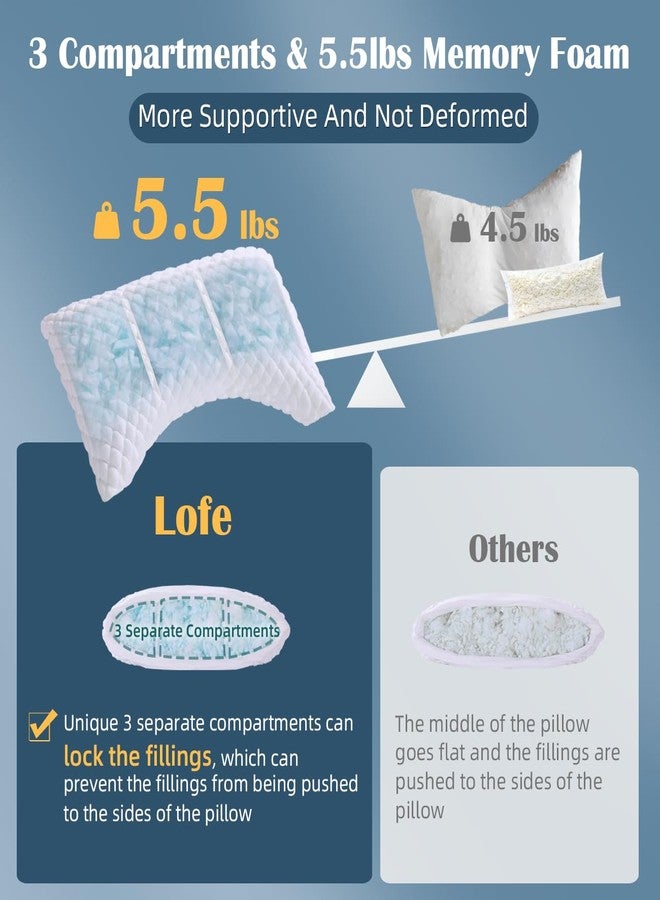 LOFE Side Sleeper Pillows for Adults - Adjustable 3 Compartments of Side Sleeper Pillow, Curved Side Sleeper Neck Pillow, CertiPUR-US Supportive Pillow for Side Sleepers, Queen Size Bed Pillows - Image 2